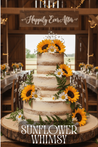 Sunflower Whimsy Naked Cake Wedding