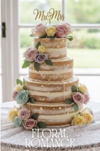 Floral Romance Naked Wedding Cake
