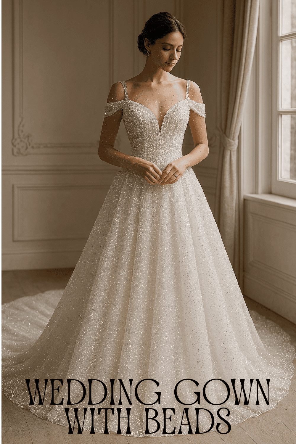 pearl beaded wedding gown