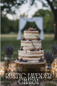 Rustic Lavender Charm Naked Wedding Cake