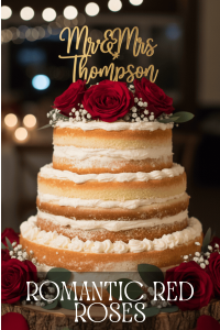 Romantic Red Roses Naked Wedding Cake